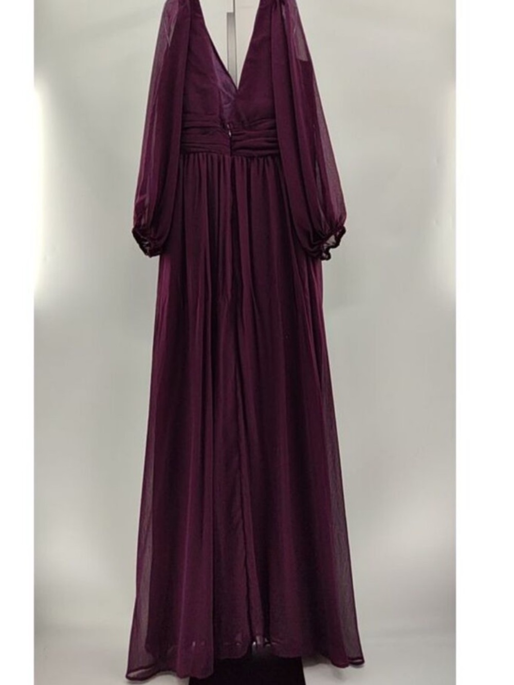 Enchant My Love Dark Purple V-Neck Long Sleeve Maxi Dress - Picture 5 of 5